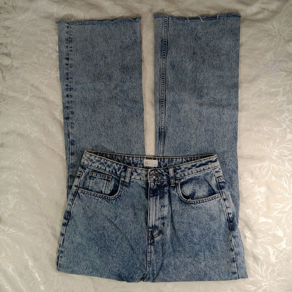 So Jeans Womens 11 Junior Blue Acidwash Frayed Hem Highrise Straightleg Cotton